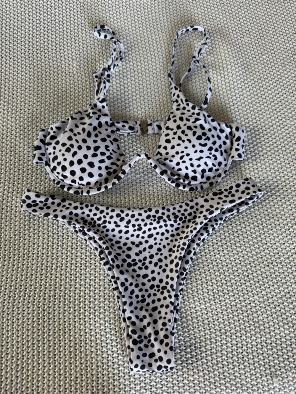 SHEIN Black & White Dalmatian Spot Bikini Set